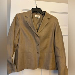 TALBOTS Petites Dark Beige Short Linen Jacket Blazer Size 10